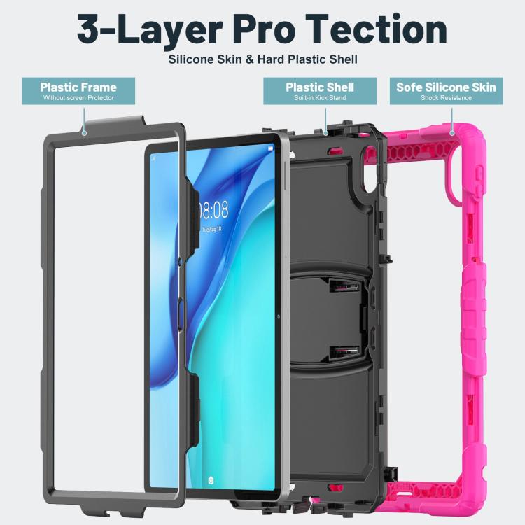 For Huawei MatePad SE 11 2024 Silicone Hydric PC Tablet Case with Shoulder Strap & Holder