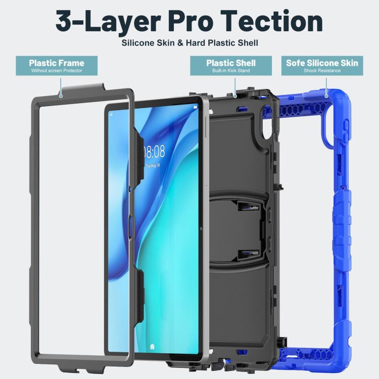 For Huawei MatePad SE 11 2024 Silicone Hydric PC Tablet Case with Shoulder Strap & Holder