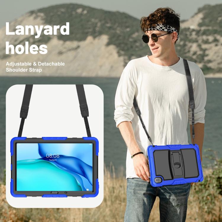 For Huawei MatePad SE 11 2024 Silicone Hydric PC Tablet Case with Shoulder Strap & Holder