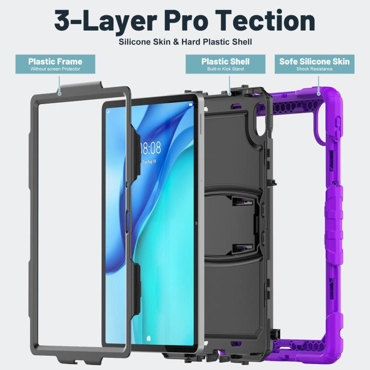 For Huawei MatePad SE 11 2024 Silicone Hydric PC Tablet Case with Shoulder Strap & Holder