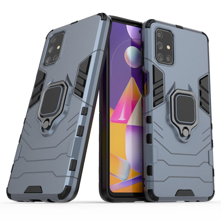 For Samsung Galaxy M31s Shockproof PC + TPU Protective Case with Magnetic Ring Holder