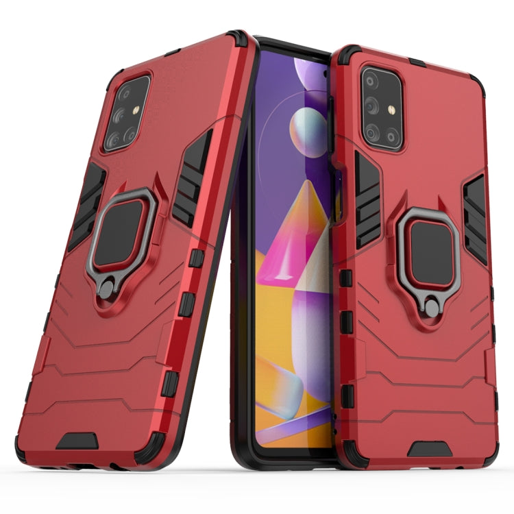 For Samsung Galaxy M31s Shockproof PC + TPU Protective Case with Magnetic Ring Holder