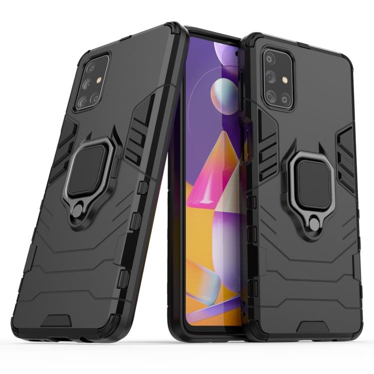 For Samsung Galaxy M31s Shockproof PC + TPU Protective Case with Magnetic Ring Holder
