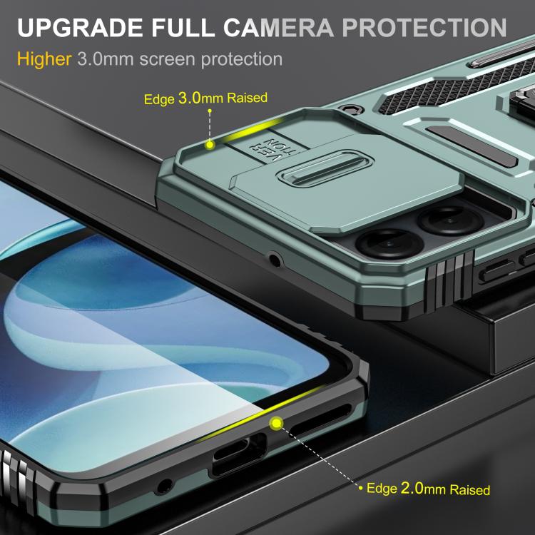 For Motorola Moto G54 Armor PC + TPU Camera Shield Phone Case