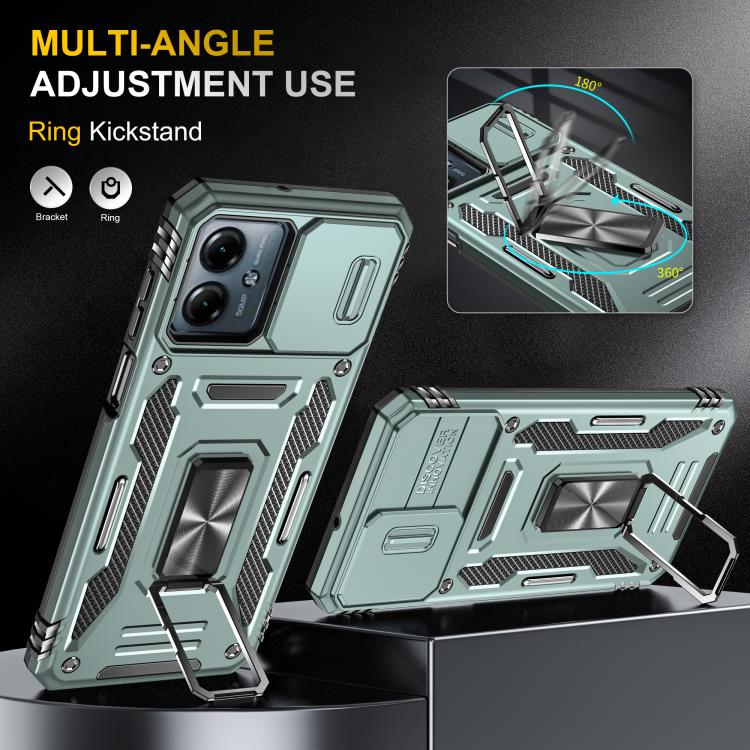 For Motorola Moto G54 Armor PC + TPU Camera Shield Phone Case