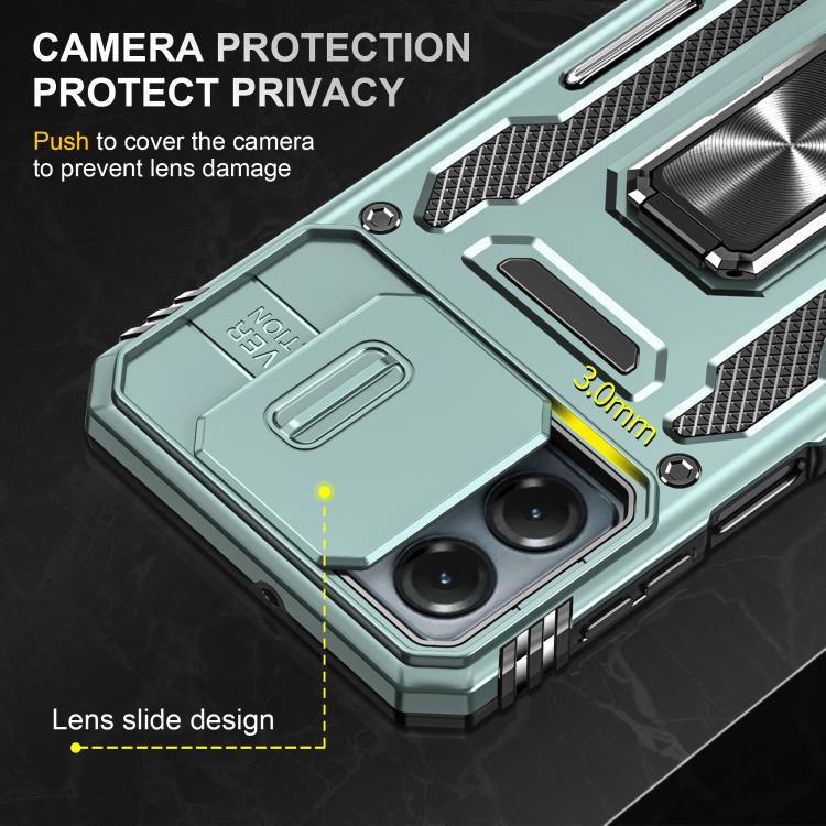 For Motorola Moto G54 Armor PC + TPU Camera Shield Phone Case