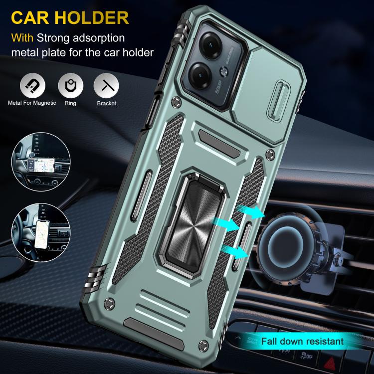 For Motorola Moto G54 Armor PC + TPU Camera Shield Phone Case