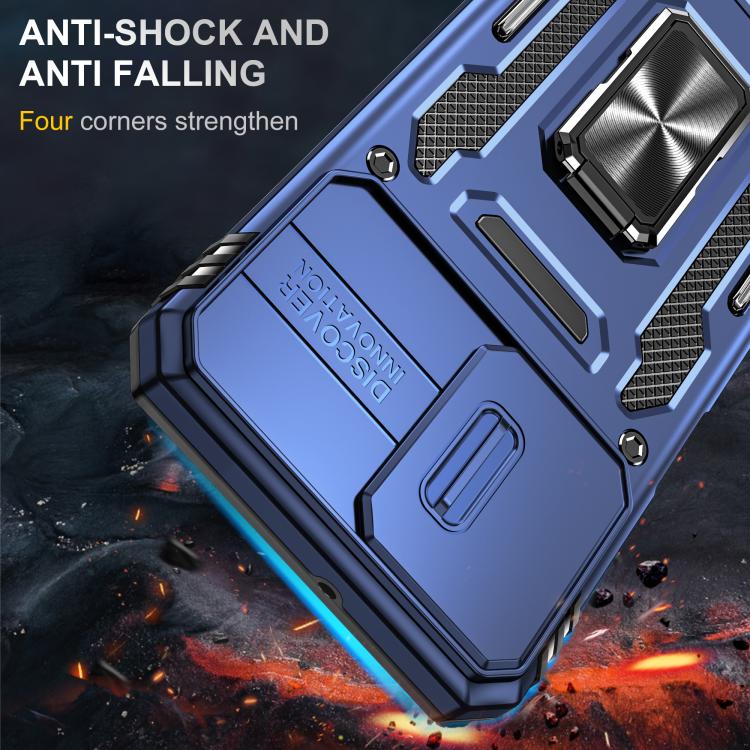 For Motorola Moto G54 Armor PC + TPU Camera Shield Phone Case
