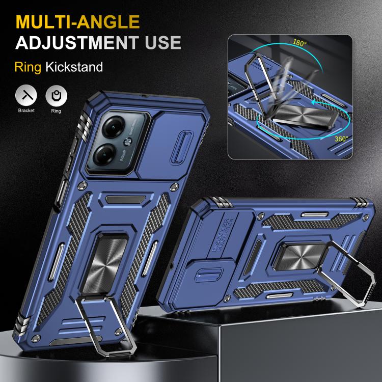 For Motorola Moto G54 Armor PC + TPU Camera Shield Phone Case