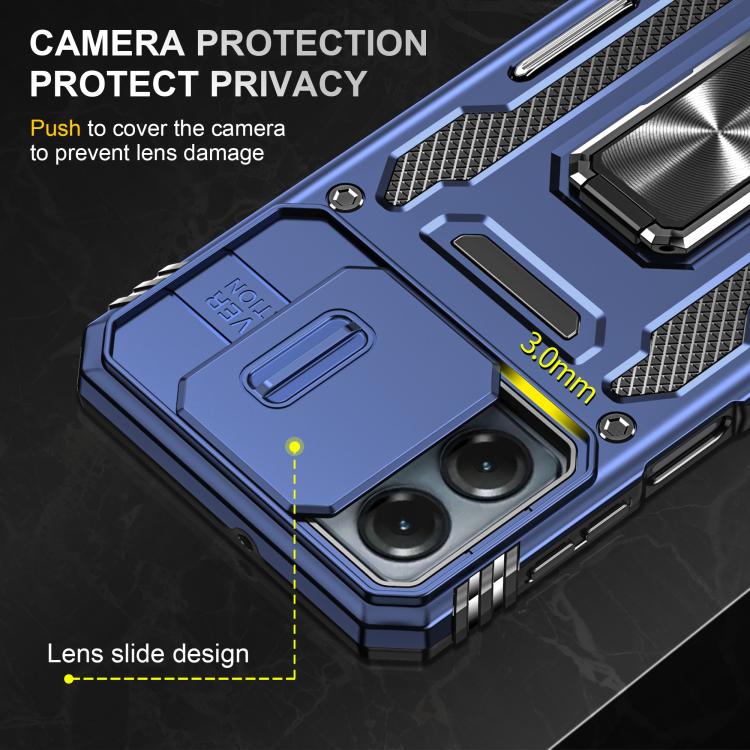 For Motorola Moto G54 Armor PC + TPU Camera Shield Phone Case
