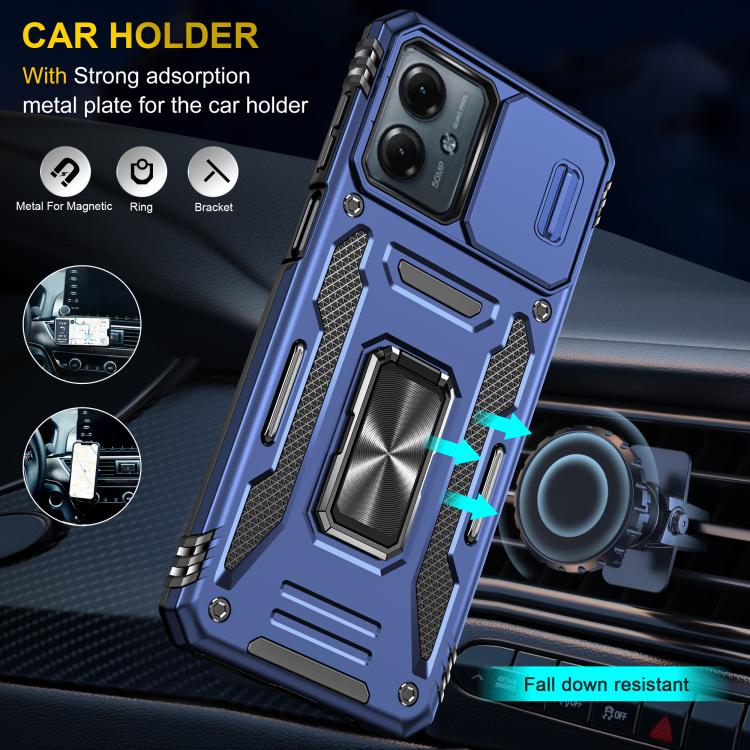 For Motorola Moto G54 Armor PC + TPU Camera Shield Phone Case