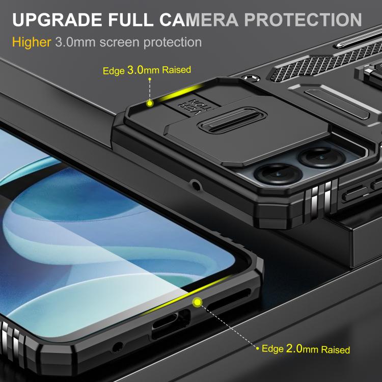 For Motorola Moto G54 Armor PC + TPU Camera Shield Phone Case