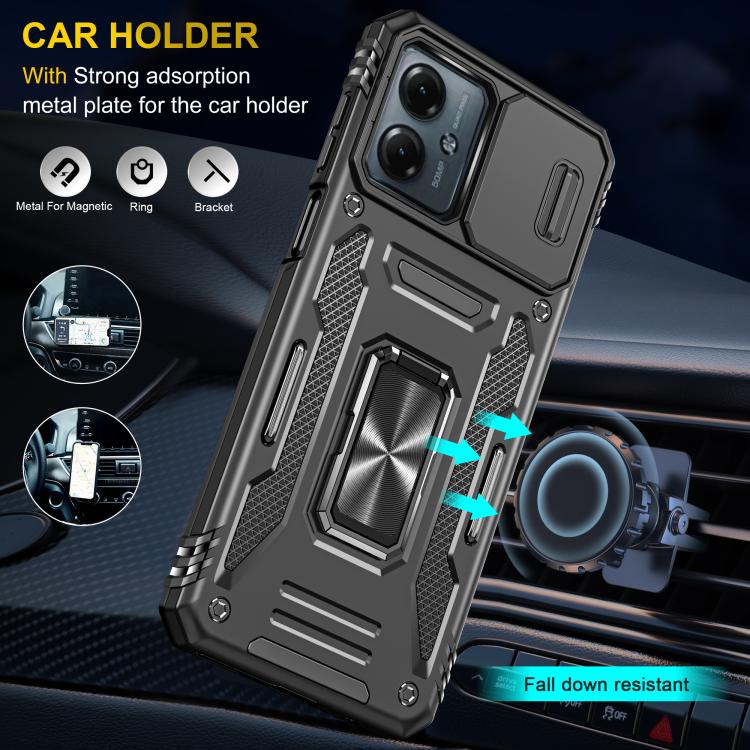 For Motorola Moto G54 Armor PC + TPU Camera Shield Phone Case