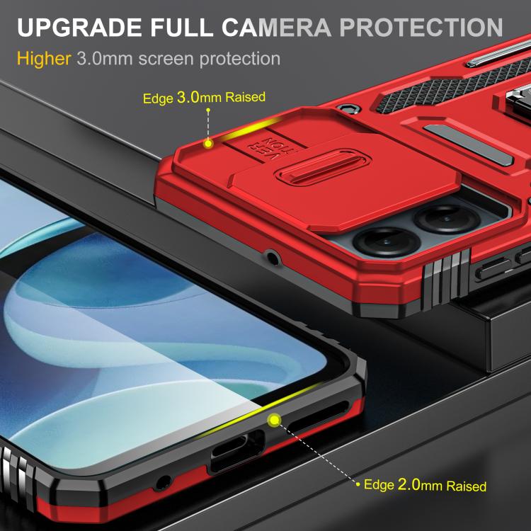 For Motorola Moto G54 Armor PC + TPU Camera Shield Phone Case