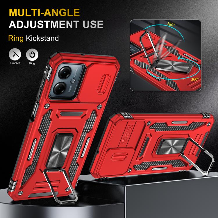 For Motorola Moto G54 Armor PC + TPU Camera Shield Phone Case
