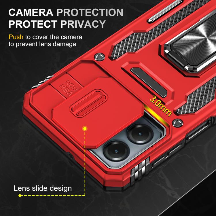 For Motorola Moto G54 Armor PC + TPU Camera Shield Phone Case