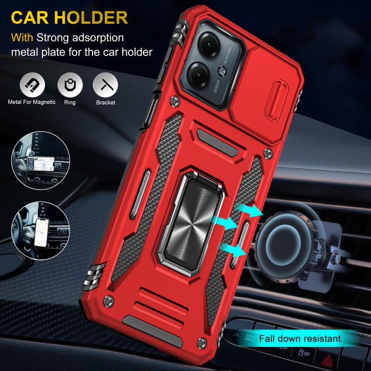 For Motorola Moto G54 Armor PC + TPU Camera Shield Phone Case