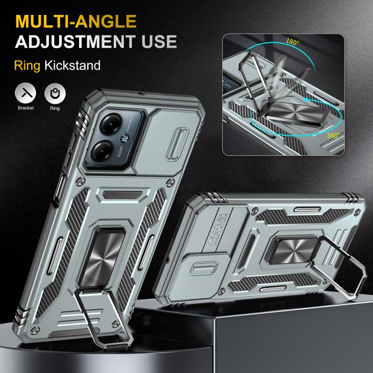 For Motorola Moto G54 Armor PC + TPU Camera Shield Phone Case