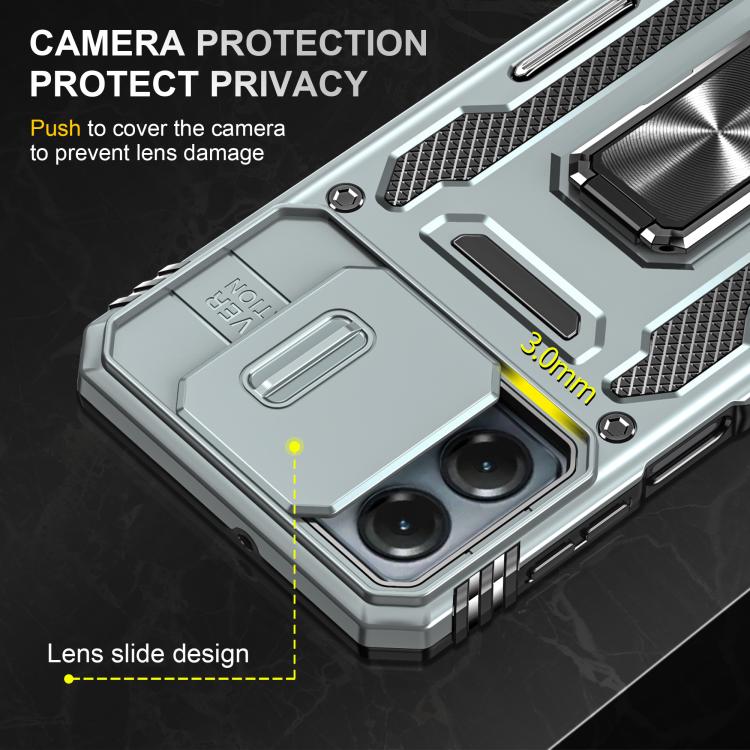 For Motorola Moto G54 Armor PC + TPU Camera Shield Phone Case