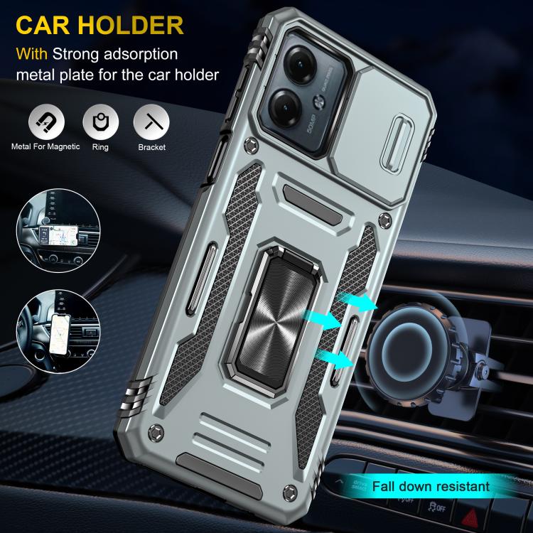 For Motorola Moto G54 Armor PC + TPU Camera Shield Phone Case