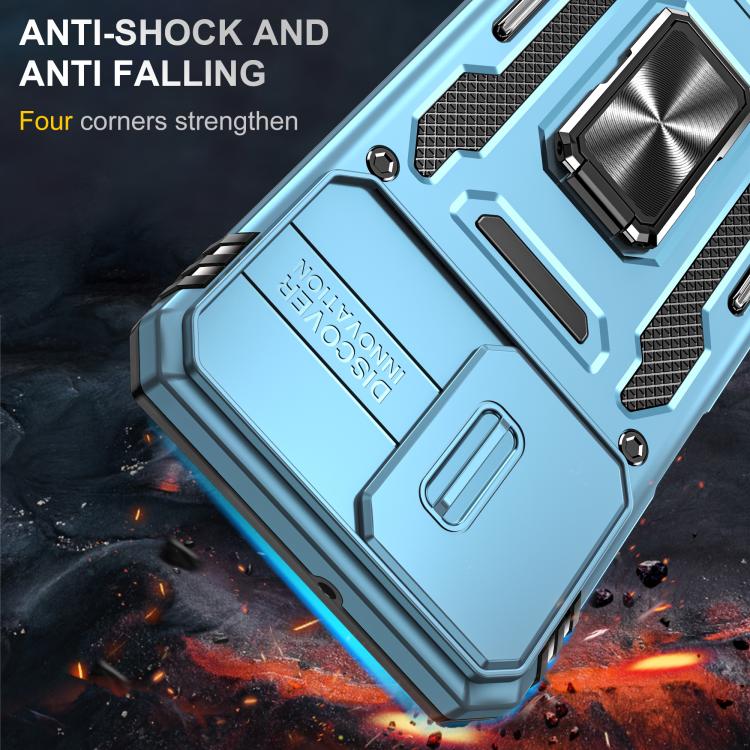For Motorola Moto G54 Armor PC + TPU Camera Shield Phone Case