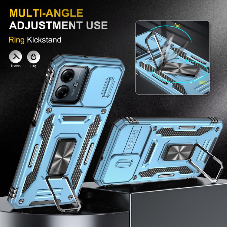 For Motorola Moto G54 Armor PC + TPU Camera Shield Phone Case