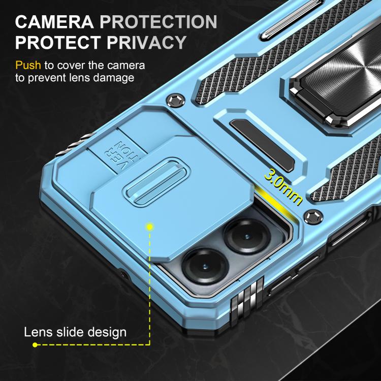 For Motorola Moto G54 Armor PC + TPU Camera Shield Phone Case
