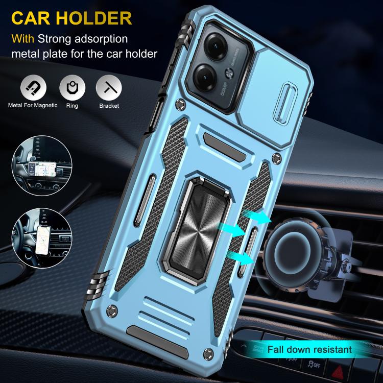 For Motorola Moto G54 Armor PC + TPU Camera Shield Phone Case