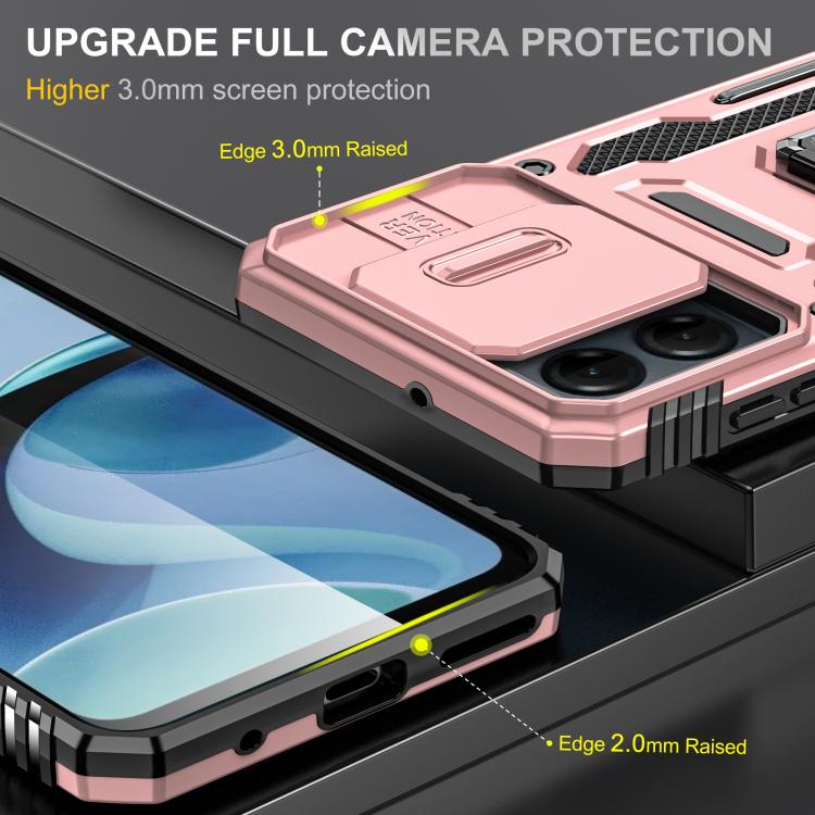 For Motorola Moto G54 Armor PC + TPU Camera Shield Phone Case