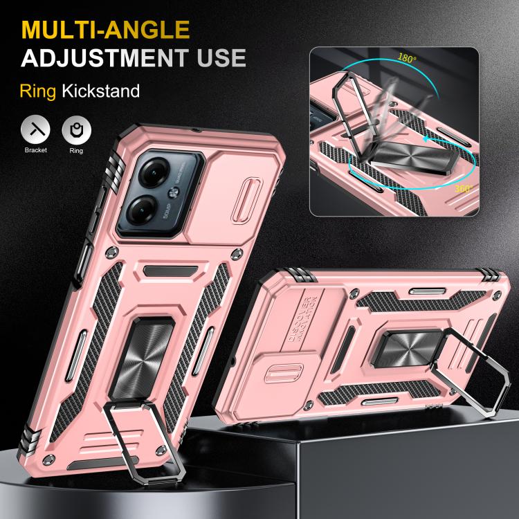 For Motorola Moto G54 Armor PC + TPU Camera Shield Phone Case