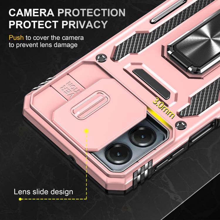 For Motorola Moto G54 Armor PC + TPU Camera Shield Phone Case
