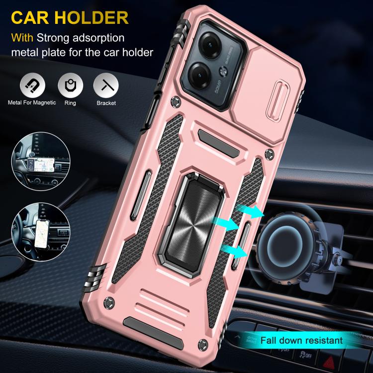 For Motorola Moto G54 Armor PC + TPU Camera Shield Phone Case