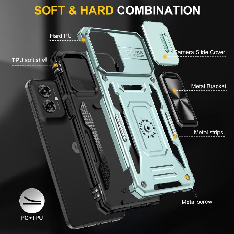 For Motorola Moto G55 5G Armor PC + TPU Camera Shield Phone Case