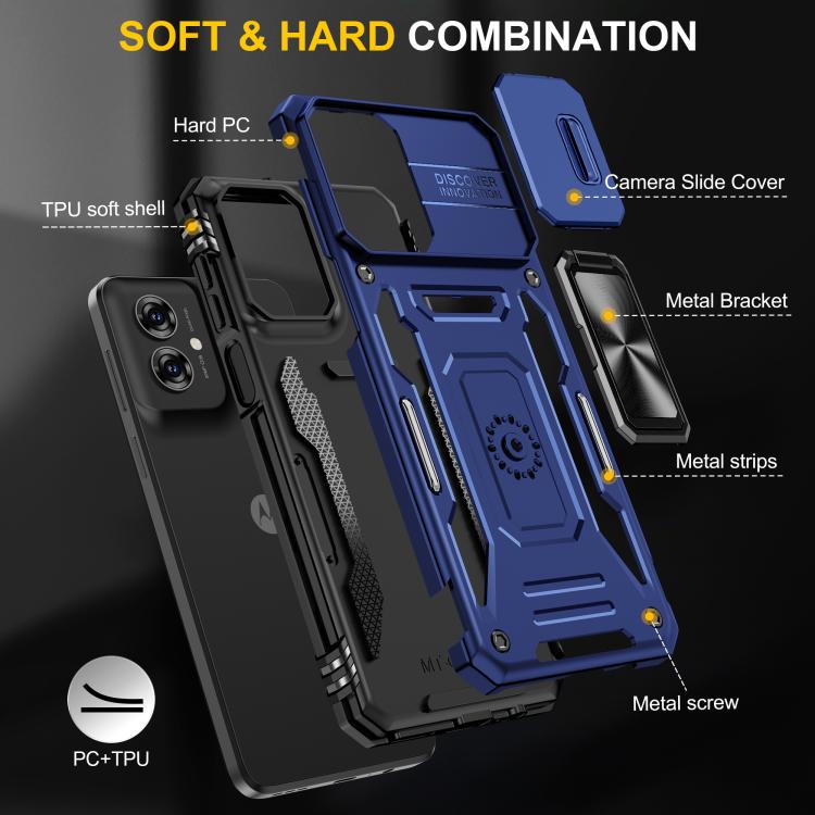 For Motorola Moto G55 5G Armor PC + TPU Camera Shield Phone Case