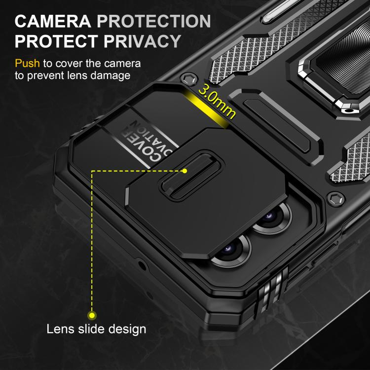 For Motorola Moto G55 5G Armor PC + TPU Camera Shield Phone Case