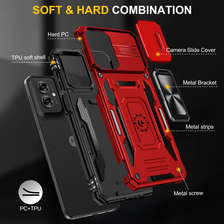 For Motorola Moto G55 5G Armor PC + TPU Camera Shield Phone Case