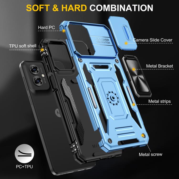 For Motorola Moto G55 5G Armor PC + TPU Camera Shield Phone Case