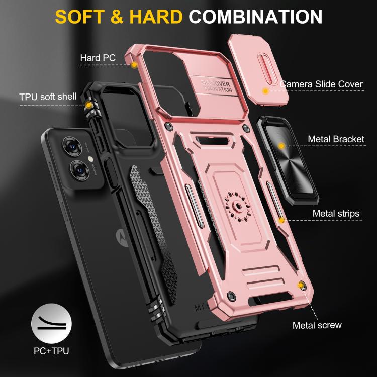 For Motorola Moto G55 5G Armor PC + TPU Camera Shield Phone Case