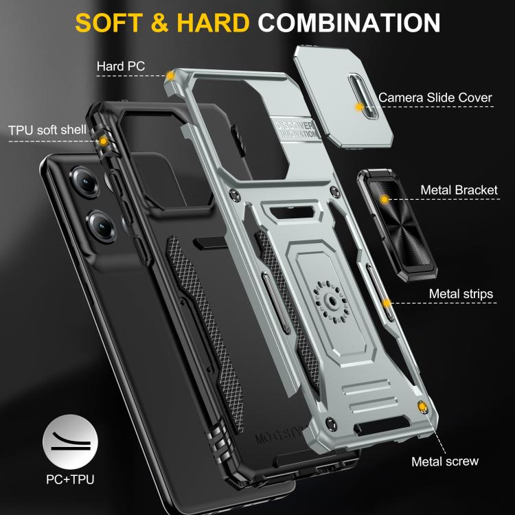For Motorola Moto G Stylus 5G 2025 Armor PC + TPU Camera Shield Phone Case