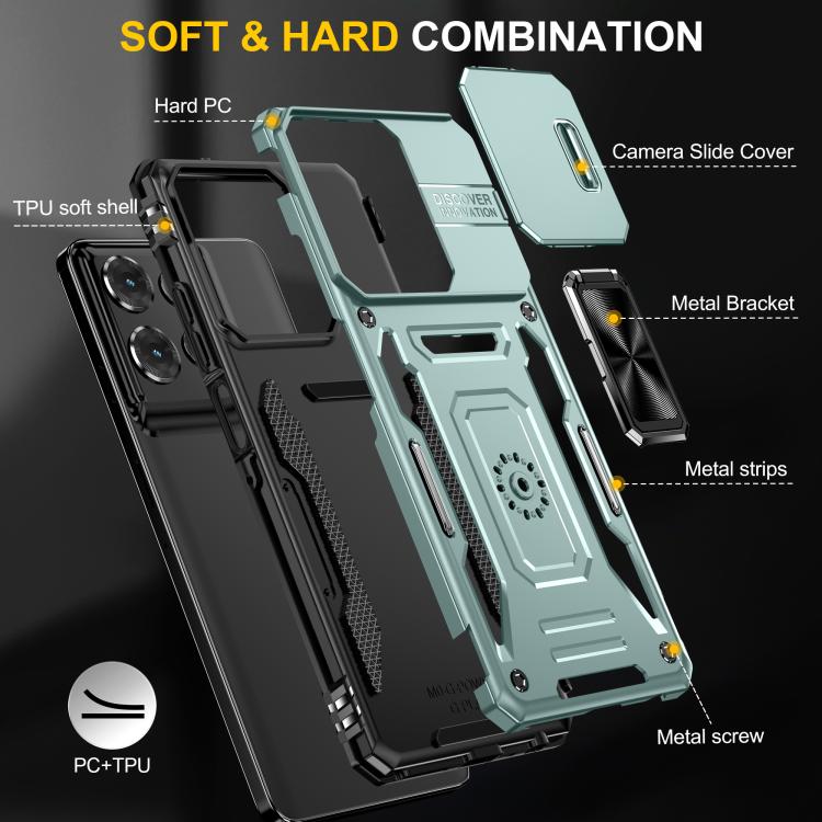 For Motorola Moto G Power 5G 2025 Armor PC + TPU Camera Shield Phone Case