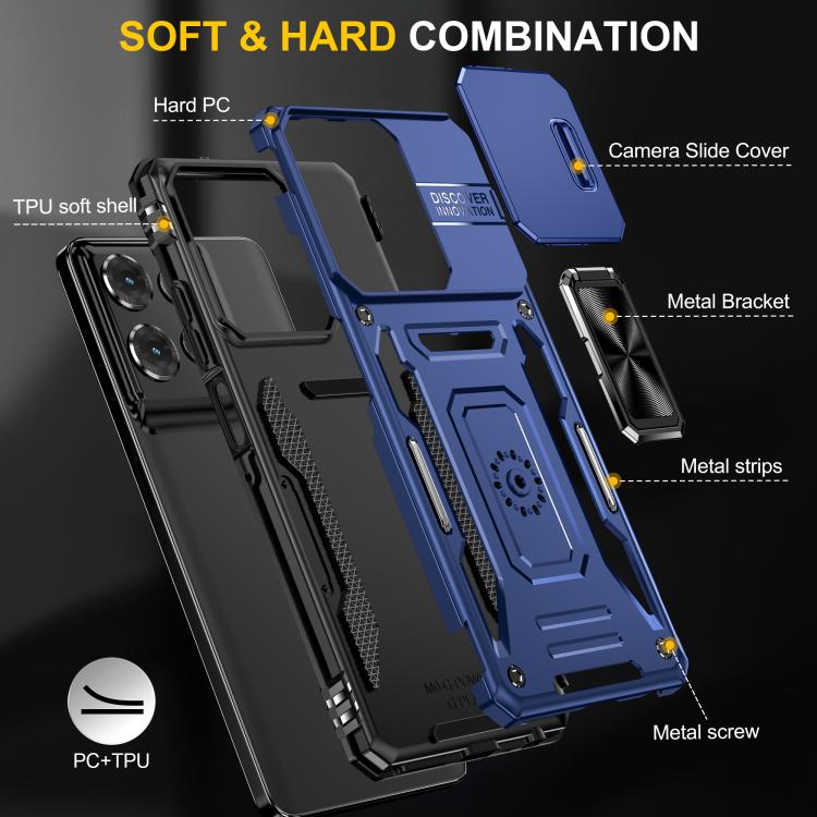 For Motorola Moto G Power 5G 2025 Armor PC + TPU Camera Shield Phone Case