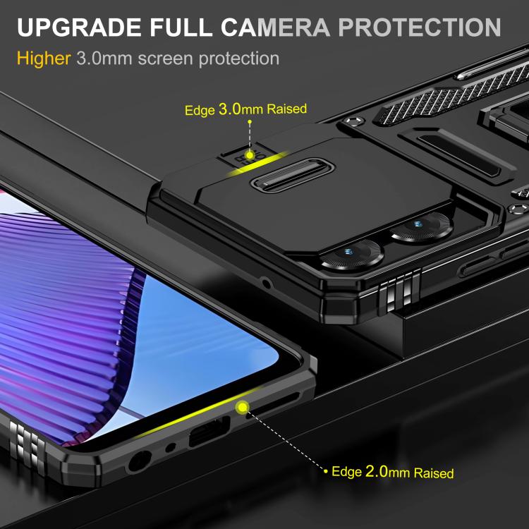 For Motorola Moto G Power 5G 2025 Armor PC + TPU Camera Shield Phone Case