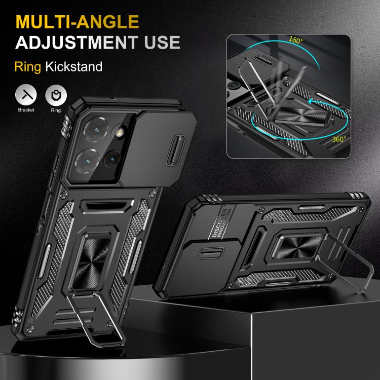 For Motorola Moto G Power 5G 2025 Armor PC + TPU Camera Shield Phone Case