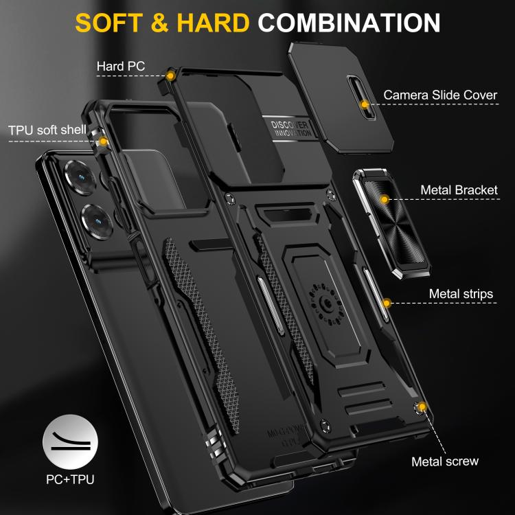 For Motorola Moto G Power 5G 2025 Armor PC + TPU Camera Shield Phone Case