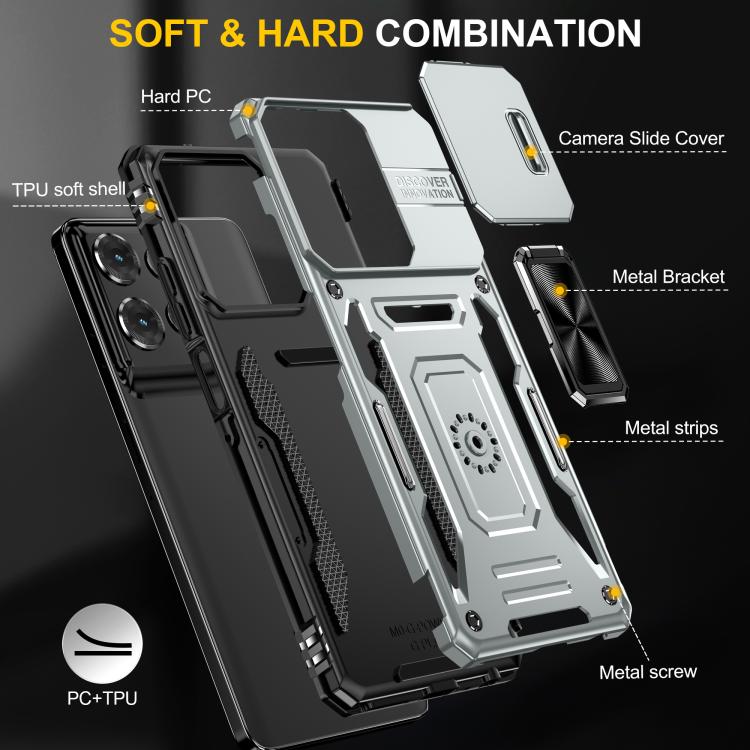 For Motorola Moto G Power 5G 2025 Armor PC + TPU Camera Shield Phone Case