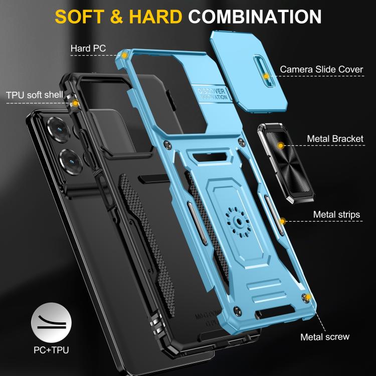 For Motorola Moto G Power 5G 2025 Armor PC + TPU Camera Shield Phone Case