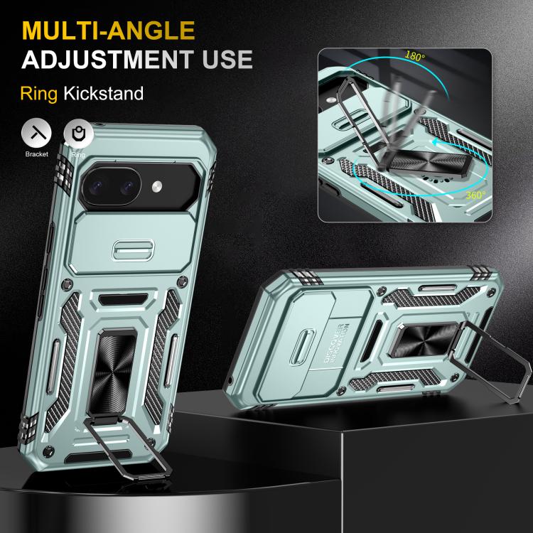 For Google Pixel 9a Armor PC + TPU Camera Shield Phone Case