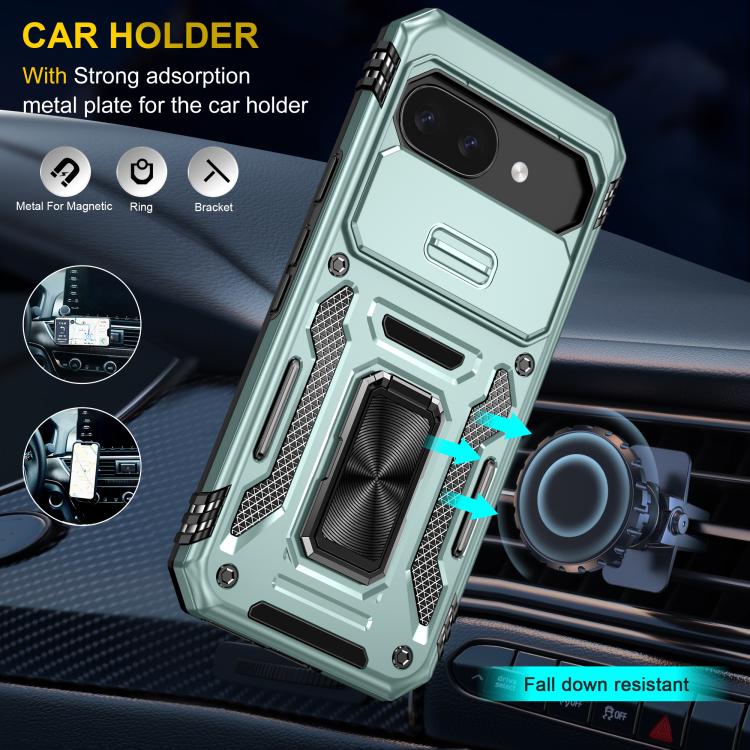 For Google Pixel 9a Armor PC + TPU Camera Shield Phone Case