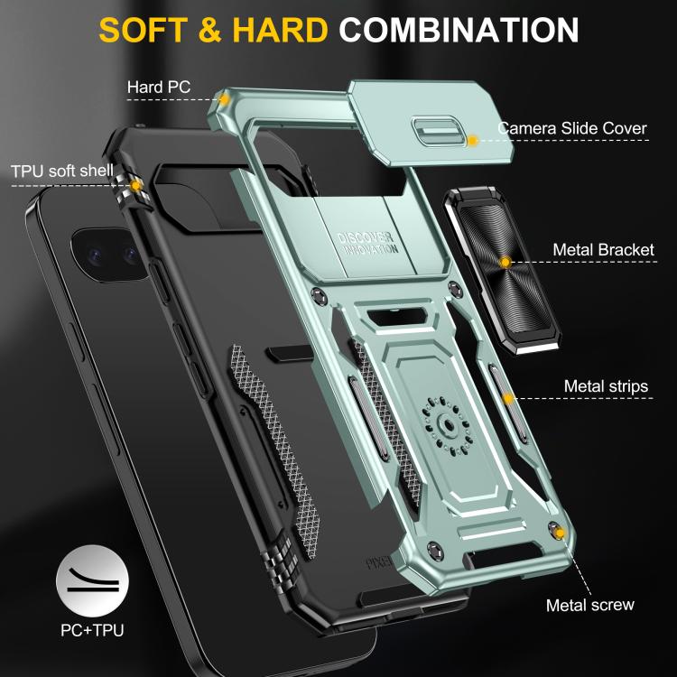 For Google Pixel 9a Armor PC + TPU Camera Shield Phone Case