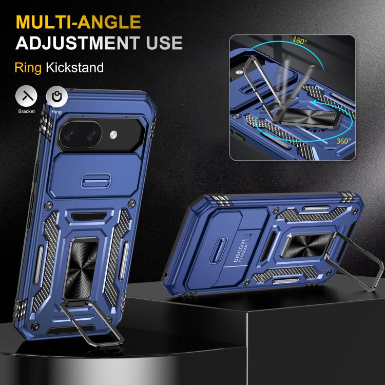For Google Pixel 9a Armor PC + TPU Camera Shield Phone Case